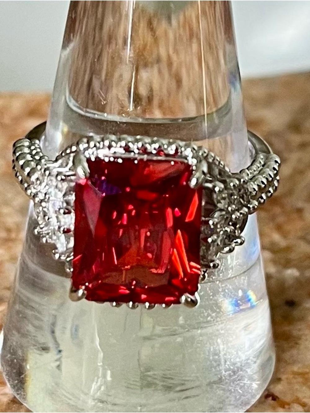 Bomb Party Retro RBP2470 GOT Ring Garnet on Rhodium Sz 9 HTF